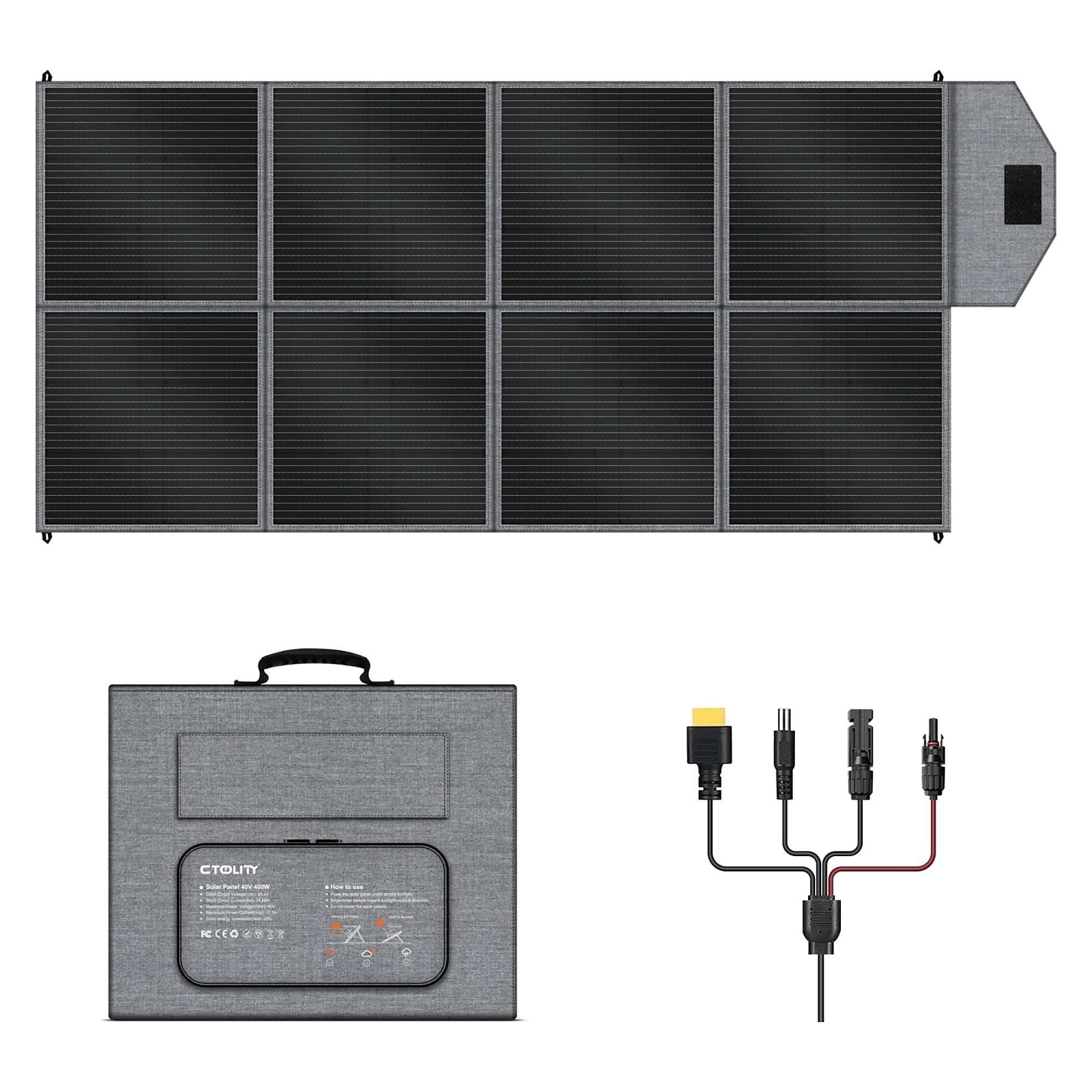 400-Watt 4 ft. Monocrystalline Folding Solar Panel, 22% Efficiency, IP65, Built-In Protection